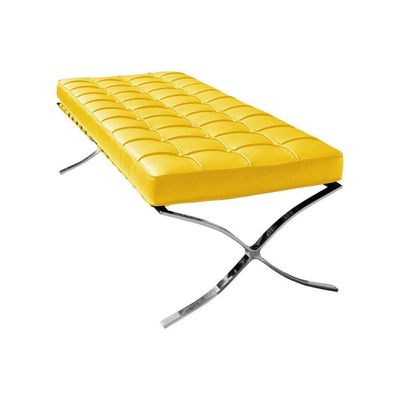 Banco Barcelona Couro Sintético Amarelo Base Cromada