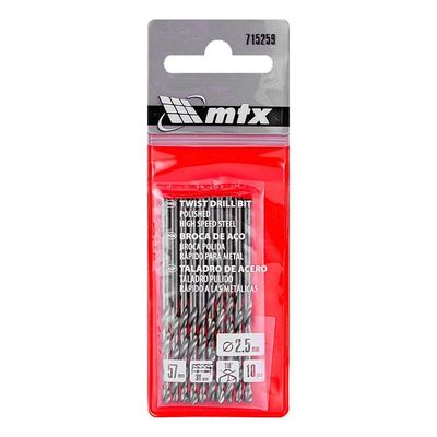 Broca Aço Rápido Standard Metal 2,5mm 10pcs Polida Mtx