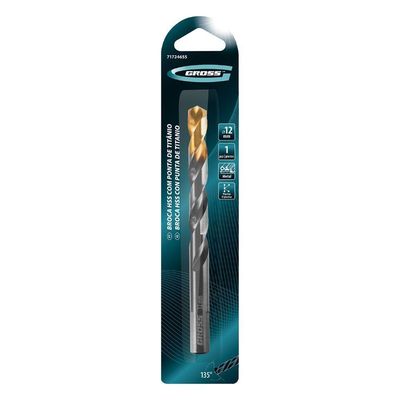 Broca Aço Rápido 12mm Nitreto Titânio Gross Metal 1pc