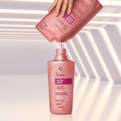Kit 3 Refil De Shampoo Nutri Rosé Nutrição Raiz E Pontas 400ml Eudora Siàge
