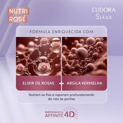 Kit 3 Refil De Shampoo Nutri Rosé Nutrição Raiz E Pontas 400ml Eudora Siàge