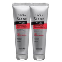 Kit 2 Shampoo Antiqueda Estimula O Crescimento Masculino 250ml Eudora Siàge Men