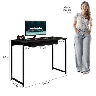 Escrivaninha Com Gaveta Megane 110 X 45 Klm Store Preto