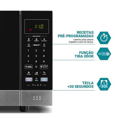 Micro-ondas Philco 28L Preto Espelhado Flat PMO30F 110V