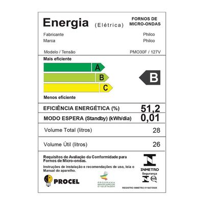 Micro-ondas Philco 28L Preto Espelhado Flat PMO30F 110V