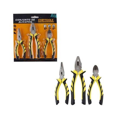 Kit Alicates Aço Carbono 01 Universal 01 De Bico 01 De Corte