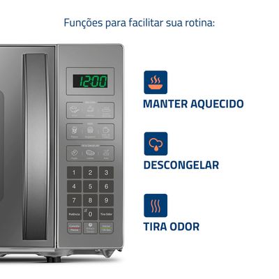 Micro-Ondas Mondial Cinza e Espelhado 1200W MO-01-21-E 220V