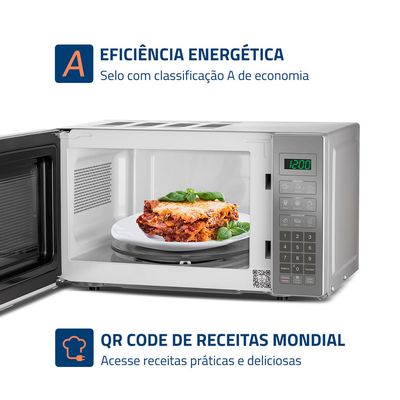 Micro-Ondas Mondial Cinza e Espelhado 1200W MO-01-21-E 220V