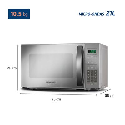 Micro-Ondas Mondial Cinza e Espelhado 1200W MO-01-21-E 220V