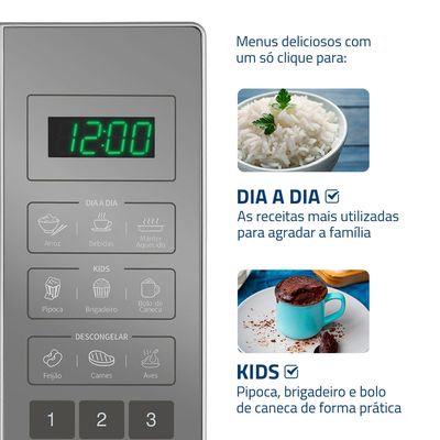 Micro-Ondas Mondial Cinza e Espelhado 1200W MO-01-21-E 220V
