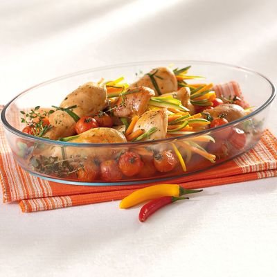Assadeira Nadir Marinex em Vidro Oval 26cm 1 Peça UNICA