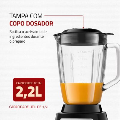 Liquidificador Mondial Turbo Glass L-1400-GI 220