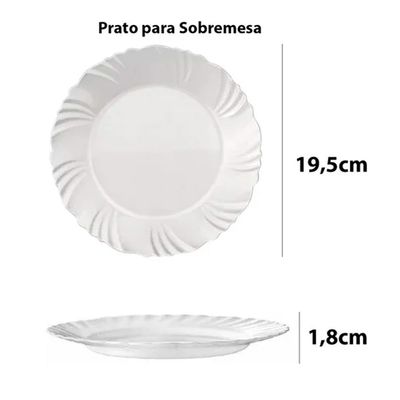 Prato de Sobremesa Nadir Duralex em Vidro Pétala Branco UNICA