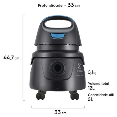 Aspirador de Pó e Água Electrolux 1400W  c/ Conjunto de Acessórios e Rodas 360° (AWD01) 220V