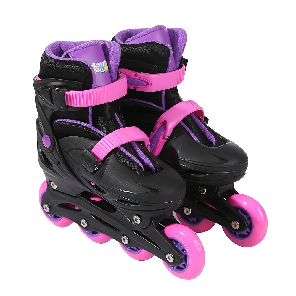 Patins Triline com Led Play&Fun Preto e Rosa Tamanho 32 a 35
