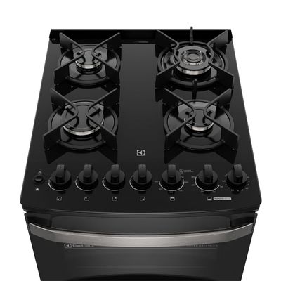 Fogão 4 bocas Electrolux Preto Experience Mesa de Vidro, 2 Fornos e Grade de Ferro Fundido (FE4DB) 127V
