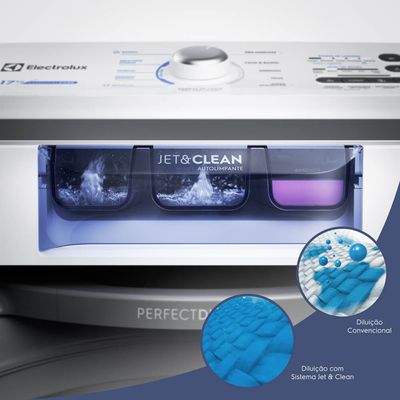 Máquina de Lavar Electrolux 17kg Branca Essential Care com Cesto Inox e Jet&Clean (LED17) 127V