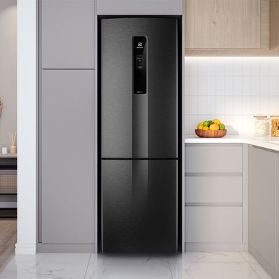 Geladeira Electrolux Frost Free Inverter 400L Efficient AutoSense e Rapid Freeze Inverse Black Inox Look (IB6B) Bivolt