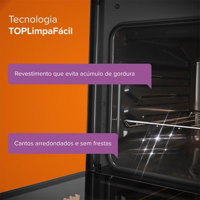 Fogão 5 Bocas Continental Branco Automático com TOPLimpaFácil (FC5IB) Premium Bivolt