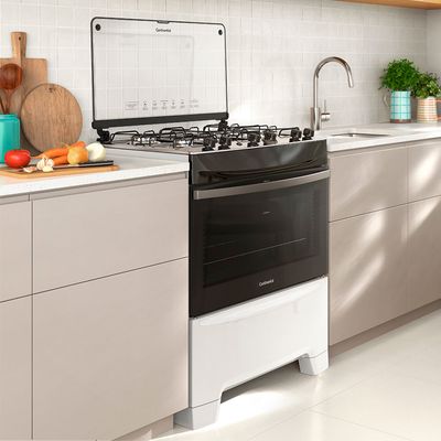 Fogão 5 Bocas Continental Branco Automático com TOPLimpaFácil (FC5IB) Premium Bivolt