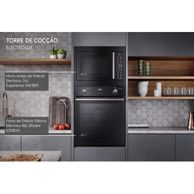 Micro-ondas de Embutir Electrolux 34L Preto Experience com Descongelamento Assistido (ME3BP) 127V