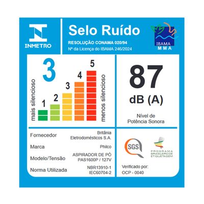 Aspirador de Pó Vertical 2 em 1 Philco 1450W PAS1600P 127V