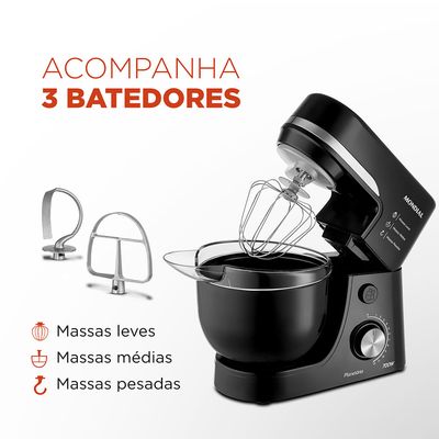 Batedeira Planetária Mondial Preta BP-03-B - 700W 220V UNICA