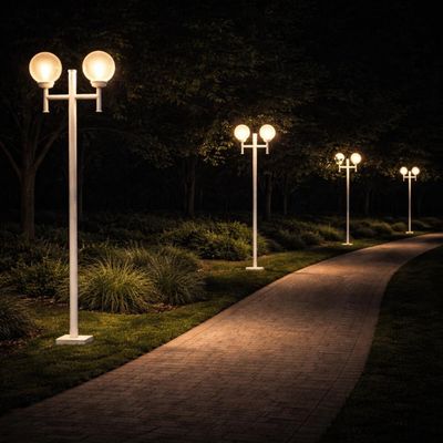 Kit 12 Postes Jardim Grega Cristal Branco Dital