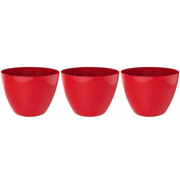 3 Tigelas Redonda Grande 6,2L Vermelha Crippa Servir Salada Frutas Pratos Quentes
