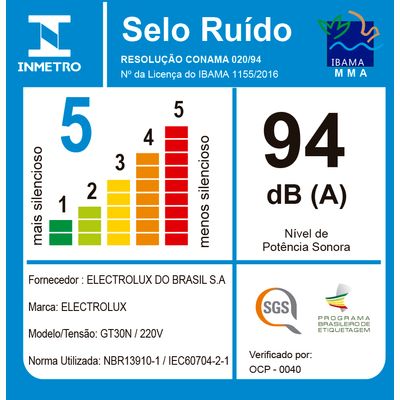 Aspirador de Pó e Água Electrolux 1300W 20L Profissional com Função Sopro Amarelo (GT30N) 127V