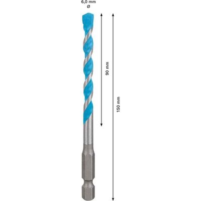 Broca Multiuso Ponta Metal Duro Hexagonal 14 6,0mm X 150mm Expert Hex9 Bosch Ostenvonder
