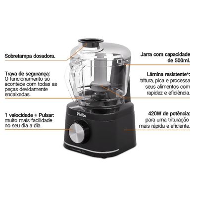 Processador Philco Concept 420W Jarra para 500ml PMN04A 127V