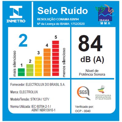 Aspirador de Pó Vertical com Fio Electrolux 1100W 2 em 1 Filtro HEPA Azul (STK13A) 127V