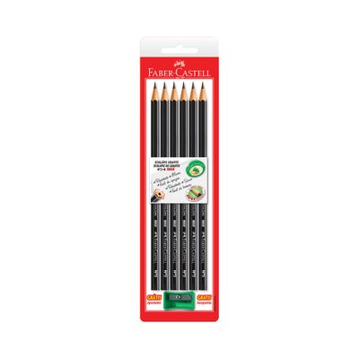 Lápis Grafite Faber-Castell Max Preto Nº2 com 4 Unidades e Apontador UNICA