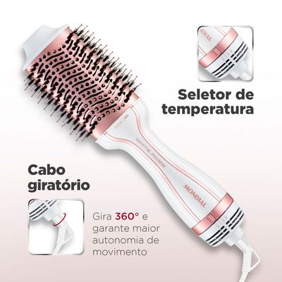 Escova Secadora Mondial ES-50 1200W Branco e Rosé Gold - Bivolt UNICA