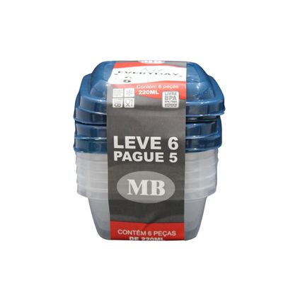 Conjunto de Potes Plásticos Mb Everyday com 6 Peças 220ml - Item Sortido UNICA