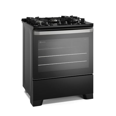 Fogão 5 bocas Electrolux Preto Efficient Mesa de Vidro, PerfectCook e Grades de Ferro (FE5GB) Bivolt