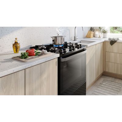 Fogão 5 bocas Electrolux Preto Efficient Mesa de Vidro, PerfectCook e Grades de Ferro (FE5GB) Bivolt