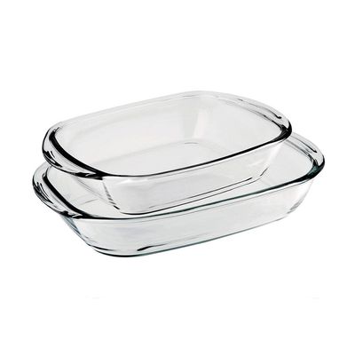 Conjunto de Assadeiras Retangular Nadir Sempre em Vidro 2 Peças UNICA