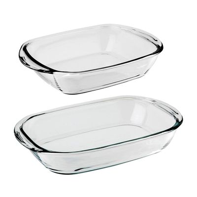 Conjunto de Assadeiras Retangular Nadir Sempre em Vidro 2 Peças UNICA