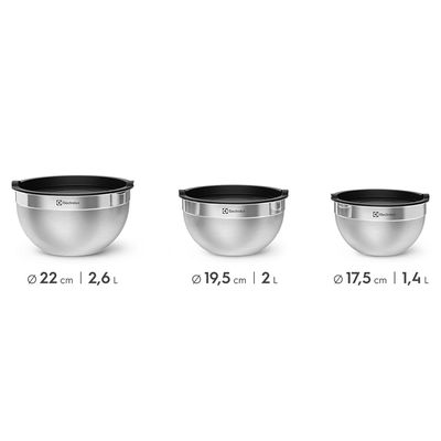 Conjunto Bowls de Inox Electrolux com Tampa Plástica 3 Peças Não se aplica