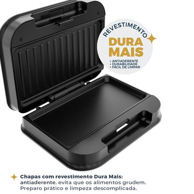 Sanduicheira e Grill Britânia Inox 2 em 1 750W BGR25B 127V