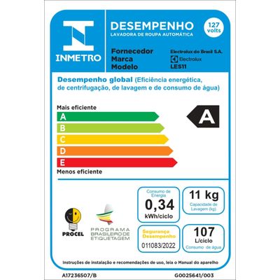 Máquina de Lavar Electrolux 11kg Branca Essential Care com Easy Clean e Filtro Fiapos (LES11) 220V