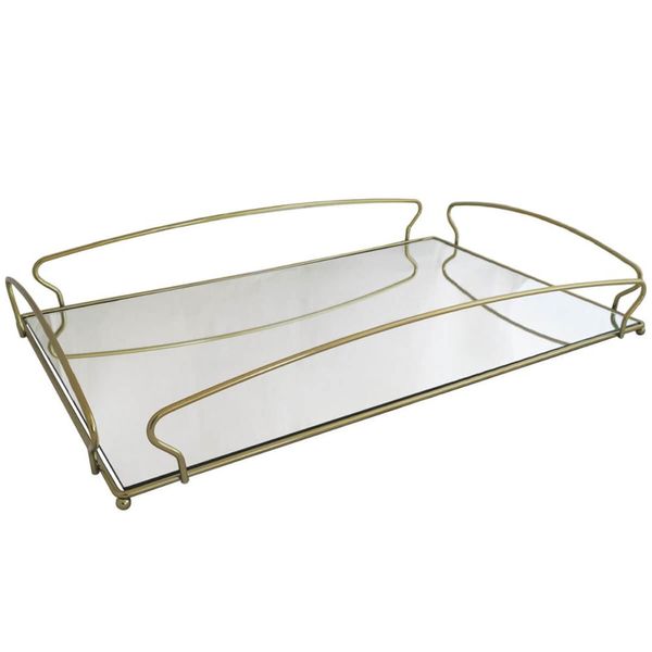 Bandeja Espelhada Retangular Grande 55x34cm