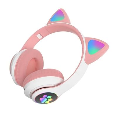 Fone Ouvido Gatinho Bluetooth LED Confortavel Dobravel