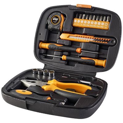 Kit de Ferramentas WAP MKF21 com Trena, Chaves, Estilete, Alicate, Maleta – 21 Peças