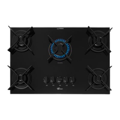 Cooktop a Gás 5 Bocas Fischer Fit Line Trempe Iron Preto Bivolt