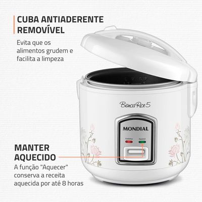 Panela Elétrica de Arroz Mondial Bianca Rice NPE-05 5 Xícaras - Branca Branco / 110