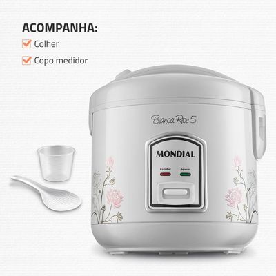 Panela Elétrica de Arroz Mondial Bianca Rice NPE-05 5 Xícaras - Branca Branco / 110