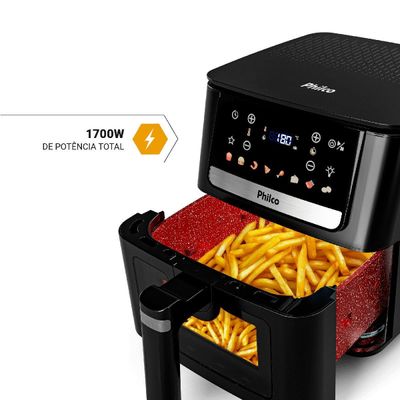 Air Fryer Philco 6,5L Visor Glass e Redstone 1700W PAF65A 220V